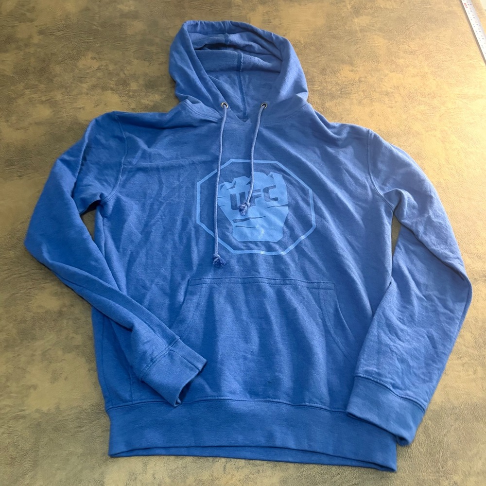 UFC Hoodie Mens Small Blue Fist Octagon Graphic Pullover Sweatshirt 5081